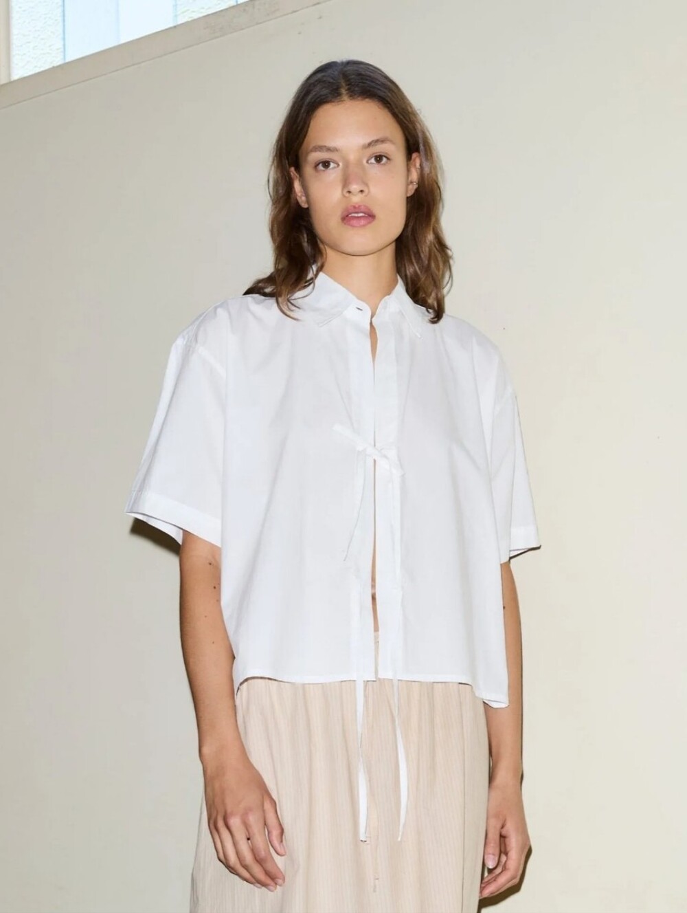 Deiji Studios Tie Up Shirt White Organic Cotton Poplin - Picture 14 of 16